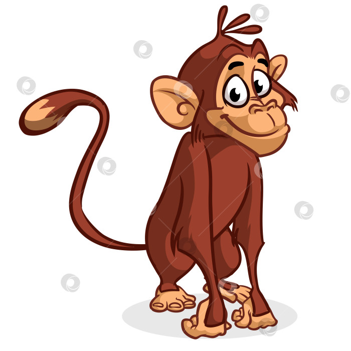 Скачать Мультяшная обезьяна-шимпанзе. Векторная иллюстрация изолированного фотосток Ozero