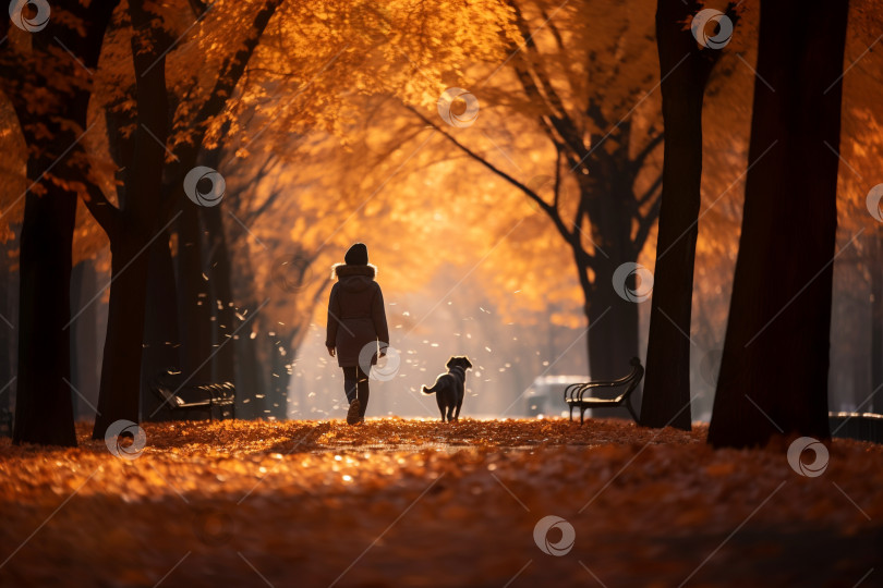Молодая девушка гуляет с собакой в парке - обои для рабочего стола, картинки, фото