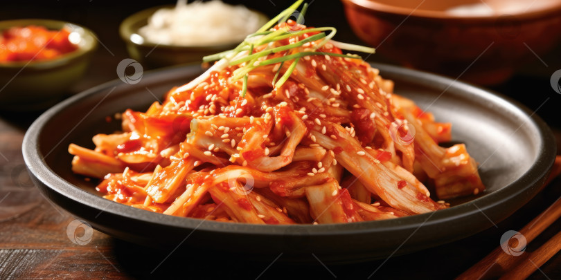Скачать Вкусное блюдо кимчи в корейском ресторане. Порождающий искусственный интеллект фотосток Ozero