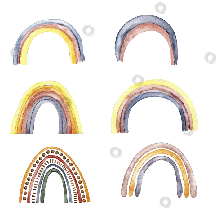 Скачать Акварельная ручная роспись милой радуги. Иллюстрация, выделенная на белом фоне. Дизайн для вечеринки в честь дня рождения ребенка, дня рождения, торта, праздничного оформления, поздравительной открытки, приглашения. фотосток Ozero