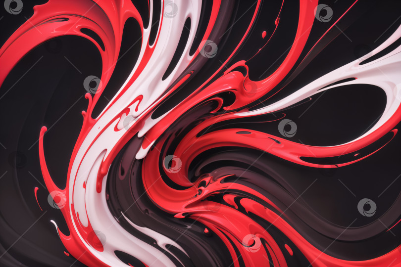 Скачать Абстрактный рендеринг смешивания жидкой блестящей краски, красный тематический фон фотосток Ozero