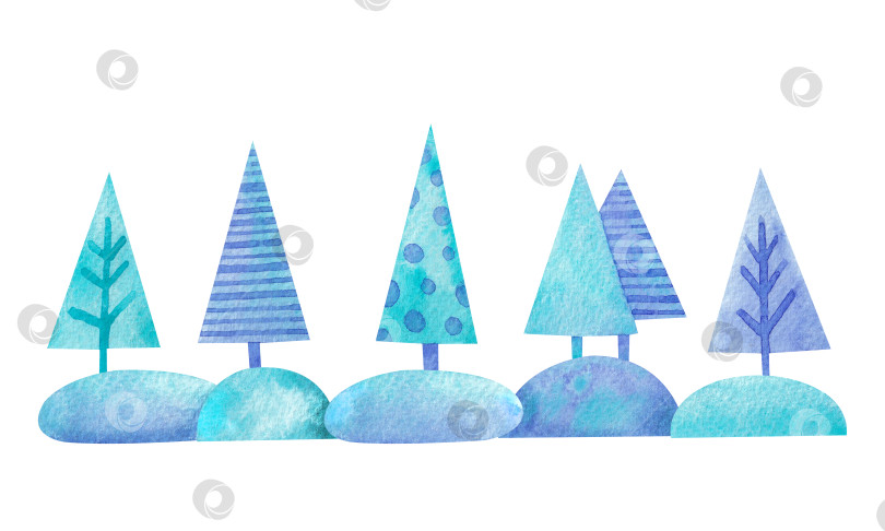 Скачать Композиция с декоративными рождественскими елками в сугробах. фотосток Ozero