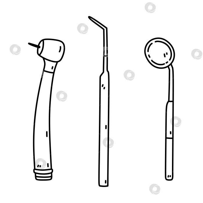 Скачать Медицинские стоматологические инструменты, выделенные на белом фоне фотосток Ozero