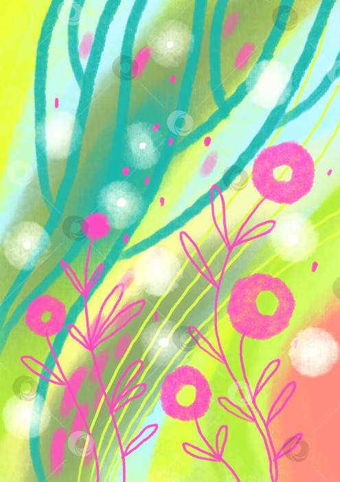 Скачать Абстрактные цвета и цветочная цифровая иллюстрация, создающая летнее настроение фотосток Ozero