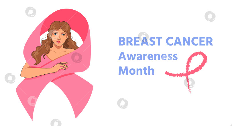 Скачать Женщина в розовом шарфе - символ рака молочной железы фотосток Ozero