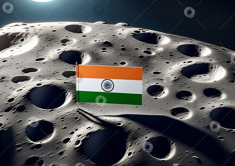 Скачать Флаг Индии размещен на поверхности Луны успешная миссия фотосток Ozero