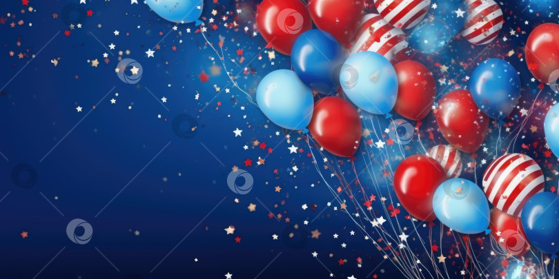 Скачать 4 июля - День независимости Соединенных Штатов Америки. Баннер для текста. Порождающий искусственный интеллект фотосток Ozero