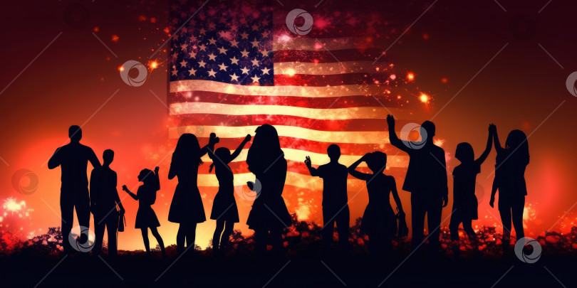 Скачать 4 июля - День независимости Соединенных Штатов Америки. Баннер для текста. Порождающий искусственный интеллект фотосток Ozero