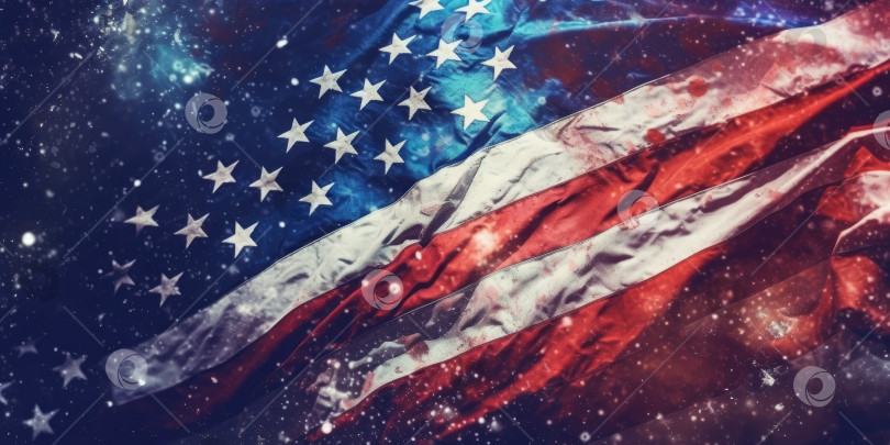 Скачать 4 июля - День независимости Соединенных Штатов Америки. Баннер. Порождающий искусственный интеллект фотосток Ozero