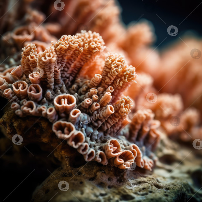 Скачать Коралловый минерал крупным планом. Порождающий искусственный интеллект фотосток Ozero