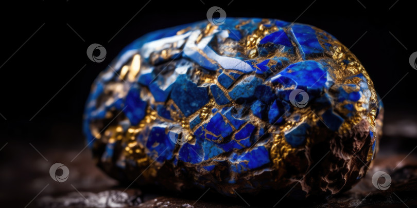 Скачать Фотография минерального камня ляпис-лазурь крупным планом, макро. Порождающий искусственный интеллект фотосток Ozero