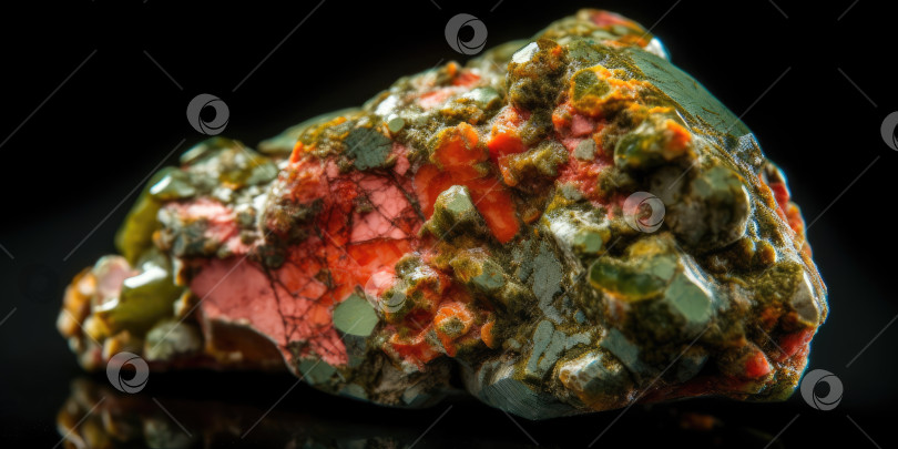 Скачать Фотография минерального камня унакит крупным планом, макро. Порождающий искусственный интеллект фотосток Ozero