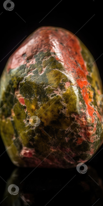 Скачать Фотография минерального камня унакит крупным планом, макро. Порождающий искусственный интеллект фотосток Ozero