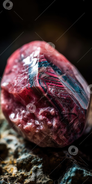 Скачать Фотография минерального камня родолита крупным планом, макро. Порождающий искусственный интеллект фотосток Ozero