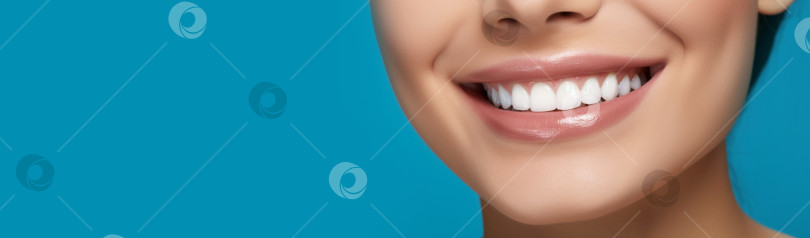 Скачать красивая улыбка на ярком фоне, тема лечения зубов и стоматологии. Порождающий искусственный интеллект фотосток Ozero