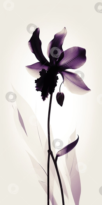 Скачать Иллюстрация простого цветка орхидеи. Цветочный дизайн. Картинки для рабочего стола, открытки. Порождающий искусственный интеллект фотосток Ozero