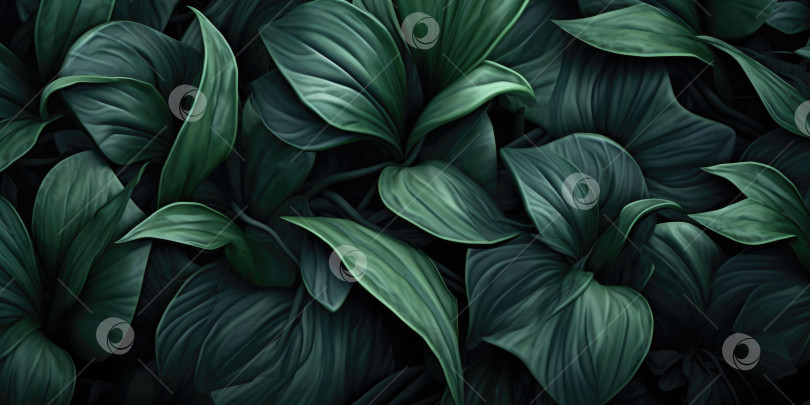 Скачать Простой абстрактный фон из листьев. Зеленые цвета. Порождающий искусственный интеллект фотосток Ozero