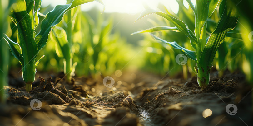 Скачать Кукурузное поле, сбор урожая, экологически чистые продукты. Порождающий искусственный интеллект фотосток Ozero