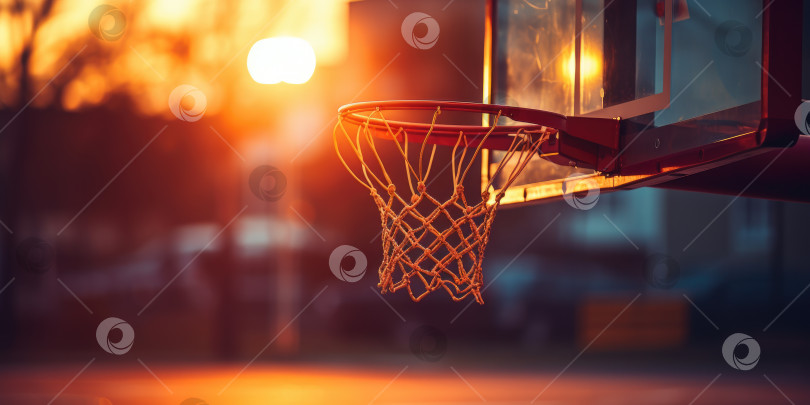 Скачать Баскетбольное кольцо на солнце. Спортивная игра. Порождающий искусственный интеллект фотосток Ozero