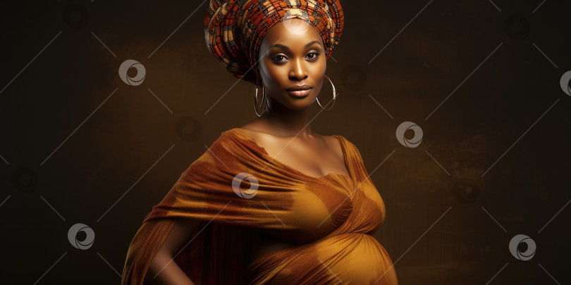 Скачать Беременная красивая африканка. Порождающий искусственный интеллект фотосток Ozero