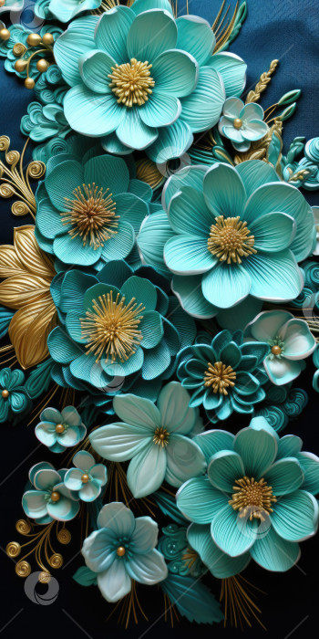 Скачать Различные синие цветы. Цветочный фон 3D. Порождающий искусственный интеллект фотосток Ozero
