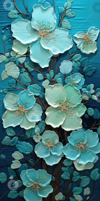 Скачать Различные синие цветы. Цветочный фон 3D. Порождающий искусственный интеллект фотосток Ozero