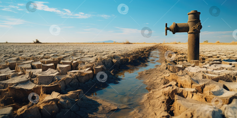 Скачать Проблема засухи, воды и экологии. Нехватка воды. Порождающий искусственный интеллект фотосток Ozero