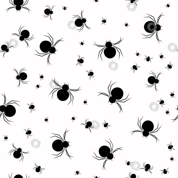 Скачать черные пауки разных размеров, бесшовный узор фотосток Ozero