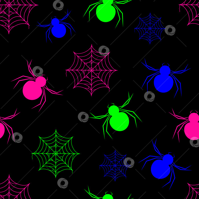 Скачать бесшовный узор с паутиной и пауками ярких цветов фотосток Ozero