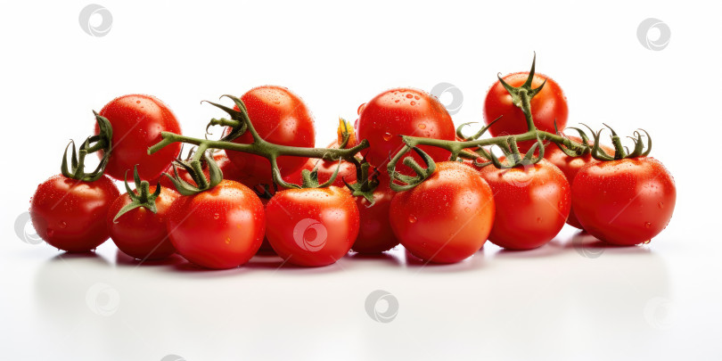Скачать Сочные помидоры на белом фоне, помидоры черри. Порождающий искусственный интеллект фотосток Ozero