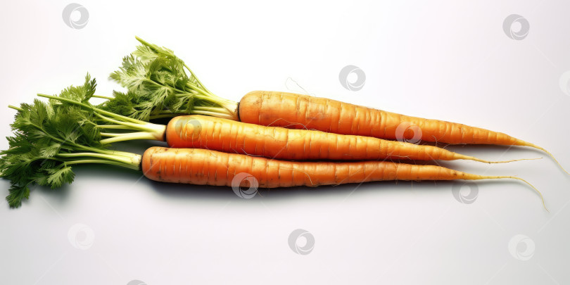 Скачать Морковь крупным планом на белом фоне. Порождающий искусственный интеллект фотосток Ozero