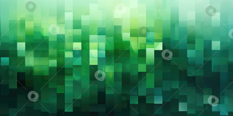 Зеленый пиксельный фон, горизонтальное изображение баннера. Порождающий  искусственный интеллект - Ozero - российский фотосток