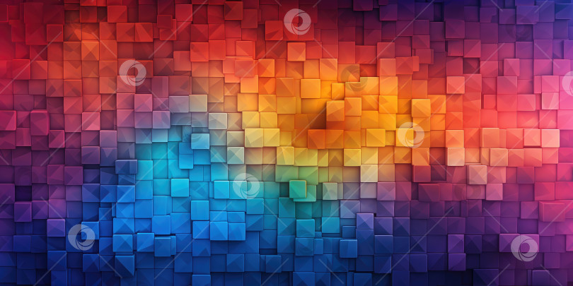 Скачать Радужный пиксельный фон, горизонтальное изображение баннера. Порождающий искусственный интеллект фотосток Ozero