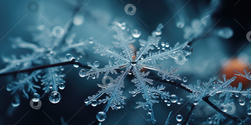 Скачать Красивая макрофотография снежинки. Зима. Порождающий искусственный интеллект фотосток Ozero