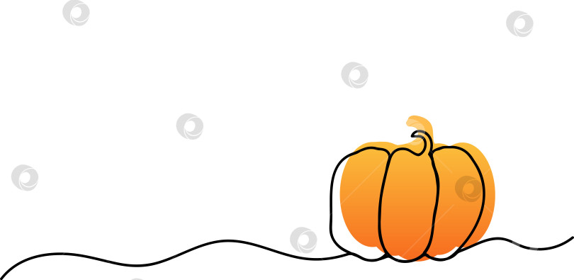 Скачать Оранжевая векторная тыква в стиле линейного искусства, баннер, выделенный на белом фоне с пространством для копирования и концепцией счастливого Хэллоуина. Минимализм и простота, осень фотосток Ozero