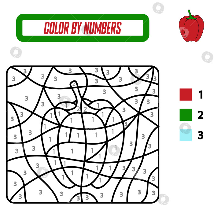Скачать Раскрашивание по номерам. Развлечение для детей. Раскрасьте перец фотосток Ozero