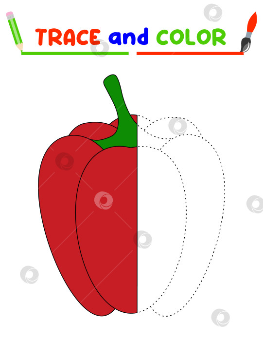 Скачать Цвет следа . развлечение для детей. тренировочный лист. рабочий лист. Сладкий перец фотосток Ozero