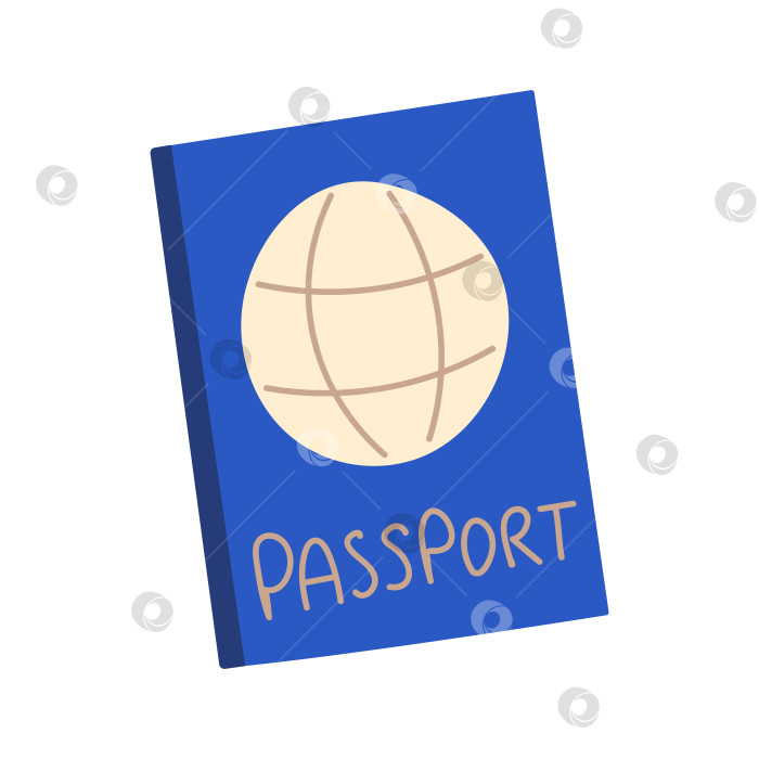 Скачать Цветной паспорт с каракулями. Загранпаспорт. Глобус на синей бумаге. Личная идентификация. Получение визы. Изолированный фотосток Ozero