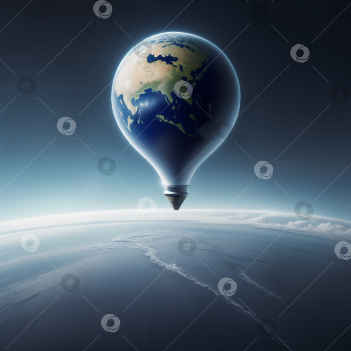 Скачать Концепт-арт земли в форме воздушного шара, летящего над поверхностью планеты фотосток Ozero
