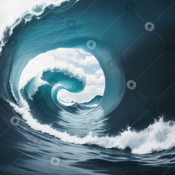 Скачать Внутри клубящейся океанской волны фотосток Ozero