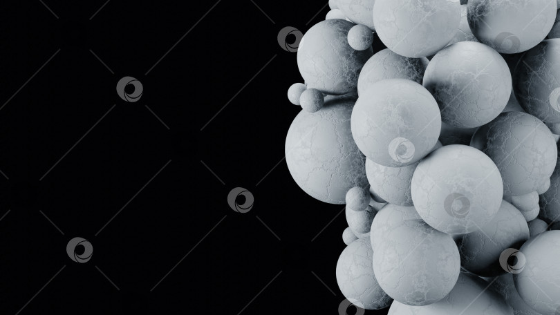 Скачать 3d-рендеринг, бетонные плавающие сферы с пространством для текста фотосток Ozero