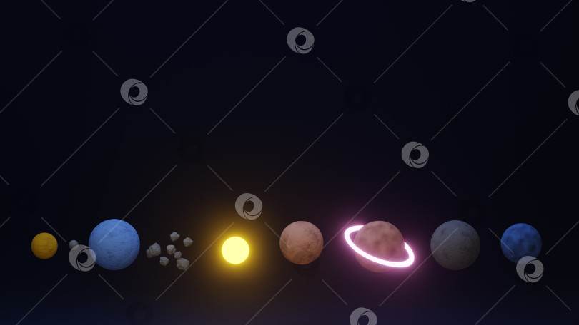 Скачать 3d-рендеринг космической тематики со светящимися звездами и планетой фотосток Ozero