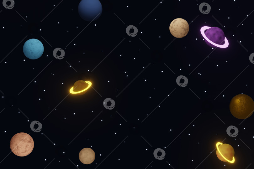 Скачать космическая тематика со светящимися звездами и планетой фотосток Ozero