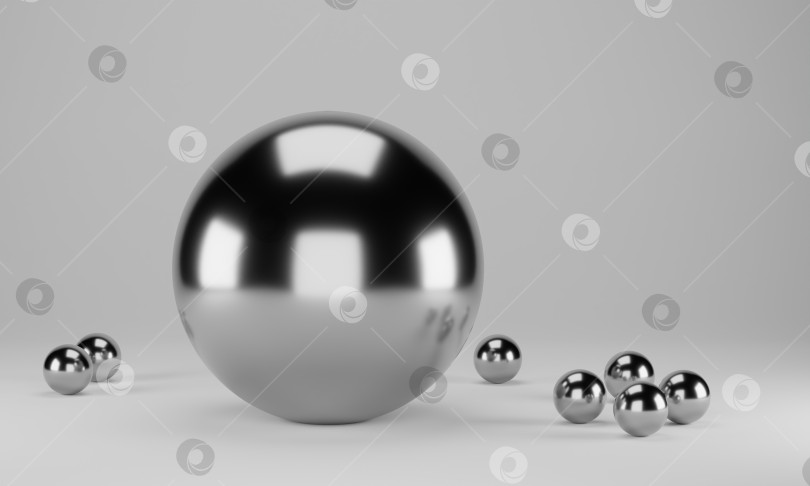 Скачать серебряные сферы на белом фоне с пространством для текста фотосток Ozero