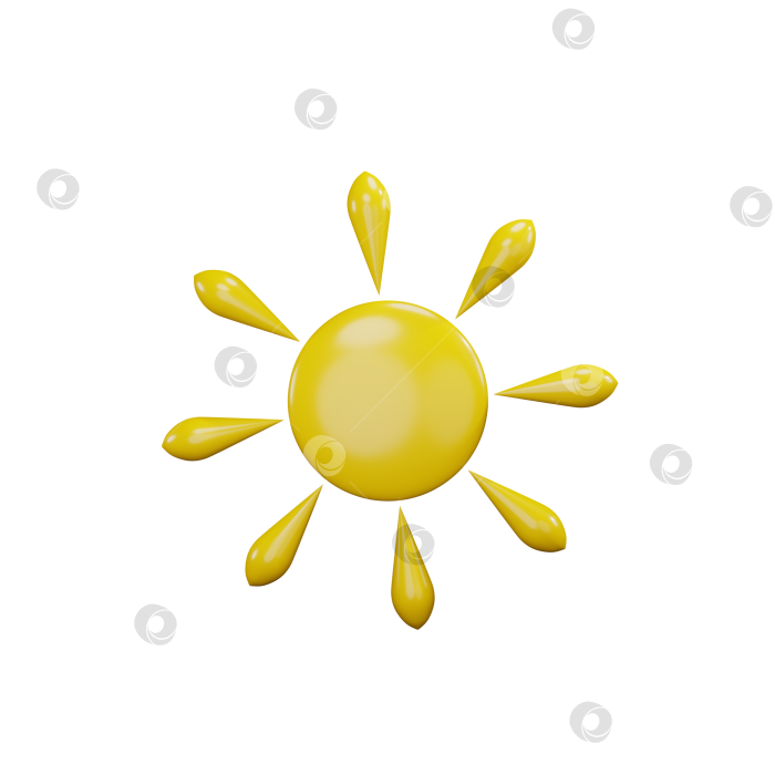 Скачать значок желтого солнца, 3d-рендеринг фотосток Ozero