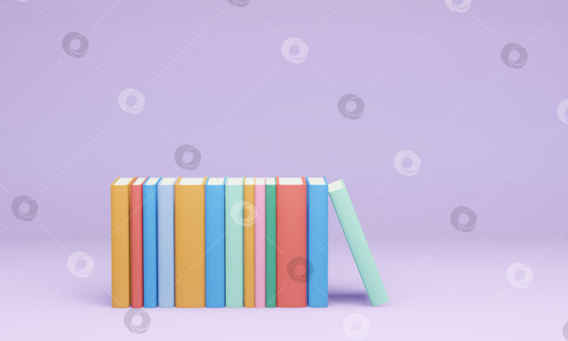 Скачать стопка красочных книг на фиолетовом фоне фотосток Ozero