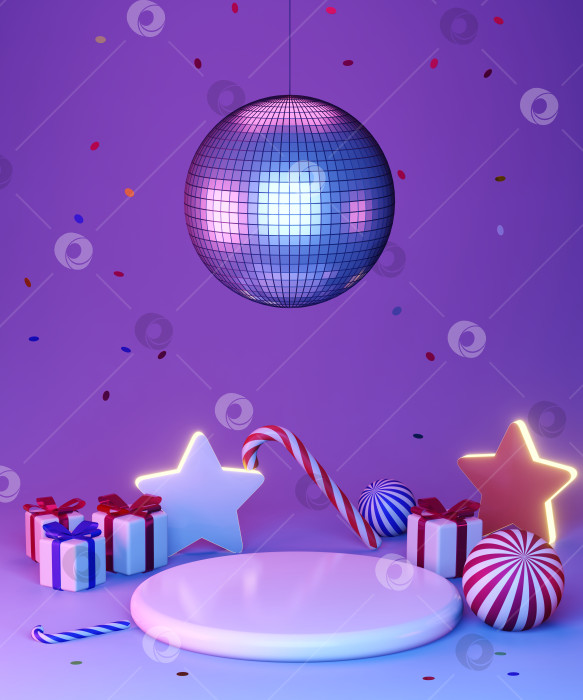 Скачать Украшение новогодней вечеринки диско-шаром фотосток Ozero