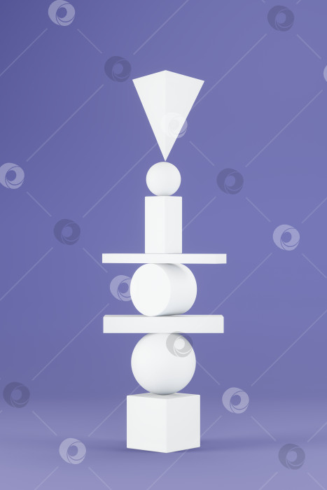 Скачать сбалансированный натюрморт с геометрическими фигурами на фиолетовом фоне фотосток Ozero