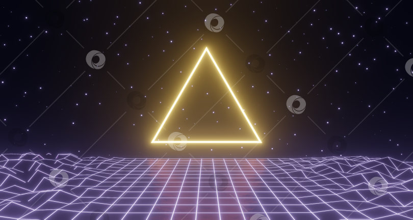 Скачать неоновая светящаяся геометрическая фигура, ретро-плакат на каркасе фотосток Ozero