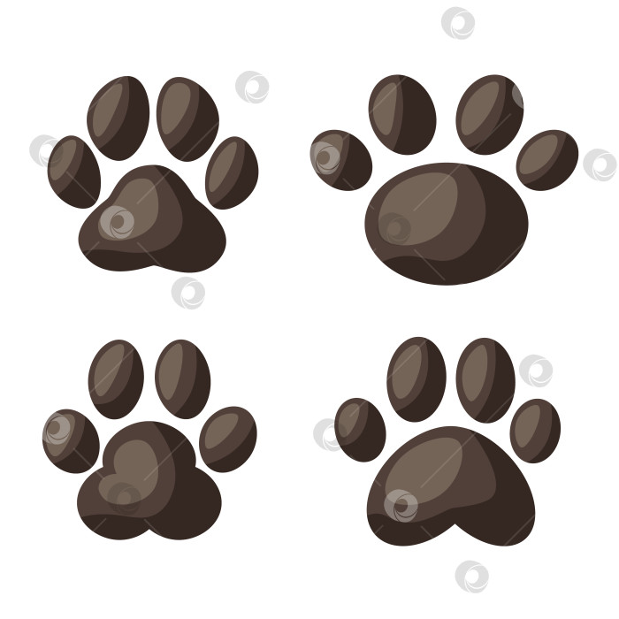 Скачать Векторная иллюстрация значка следа собаки или кошки, отпечаток лапы животного, изолированный на белом фоне фотосток Ozero